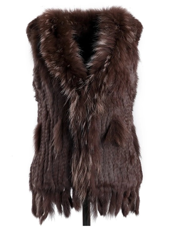 Jackets & Blazers - Brown Genuine Rabbit Fur Vest - Women's Outerwear